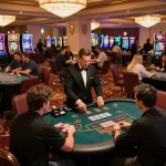 Players enjoying high-stakes games at 32win casino, vibrant atmosphere with engaging gameplay.