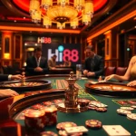 Experience thrilling gaming action at Hi88 with luxurious casino ambiance, roulette, and poker excitement.