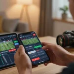 Place bets on FC88 sports events with live odds displayed on smartphone, showcasing strategic betting.