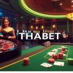 Engaging gamblers at a THABET casino table featuring poker chips and roulette.