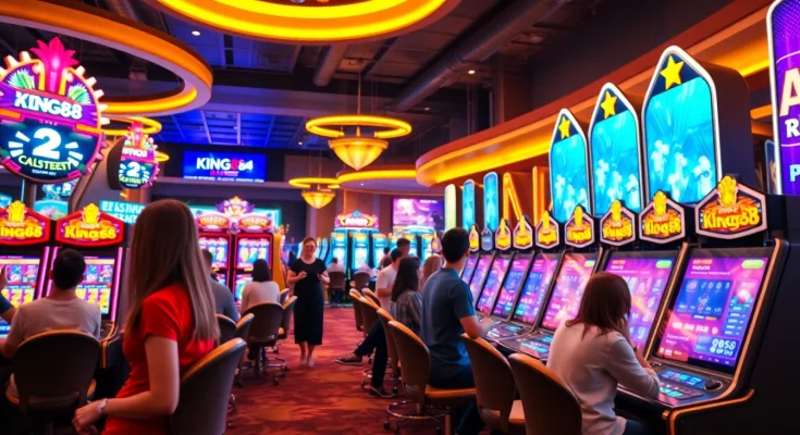king88 online casino gaming environment with vibrant slot machines and players