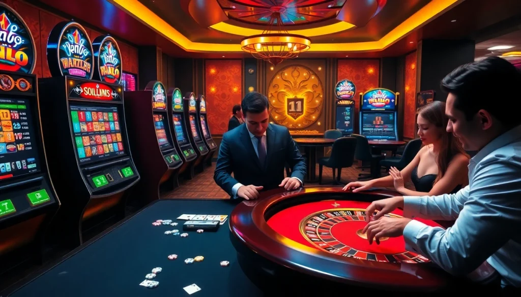 Engage at a reputable online casino like https://bl555.uk.com/, featuring lively gaming tables and vibrant slot machines.