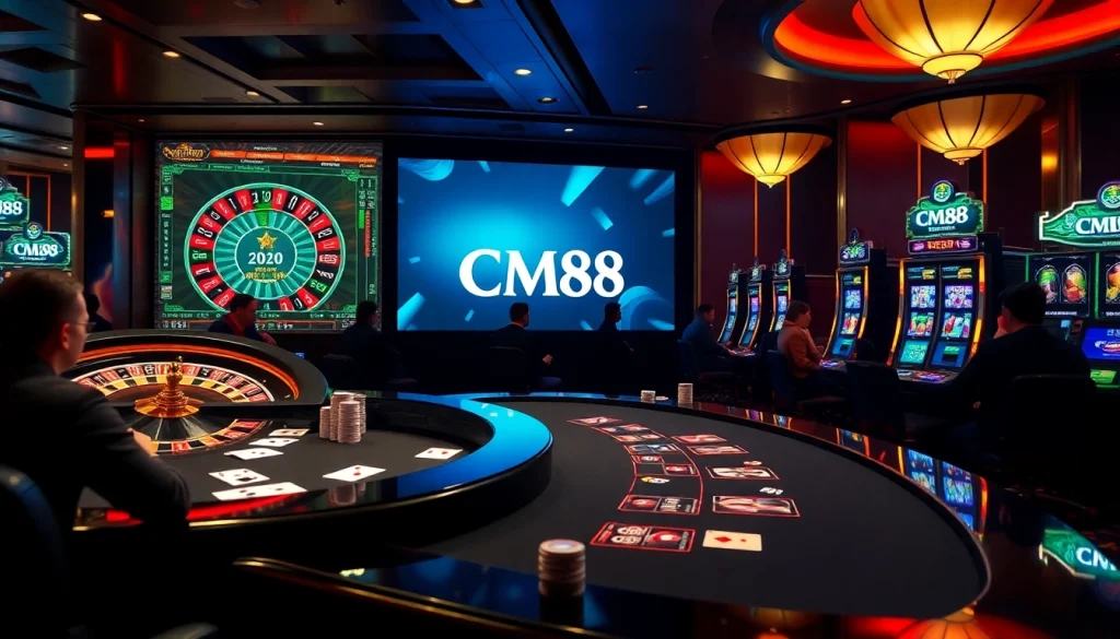 Experience the excitement of online gambling at https://cm888.mobi/ with luxurious poker tables and vibrant slot machines.