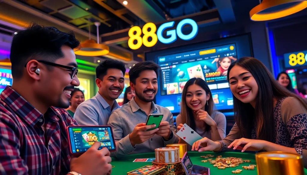 Users enjoying the 88GO online gambling experience with vibrant games and a modern interface.