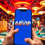 Tải App Nhà Cái 68VIP showcased in a vibrant casino scene with players enjoying their gambling experience.
