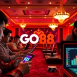 Vibrant online casino scene featuring players on devices enjoying gaming at go-88.us.com.