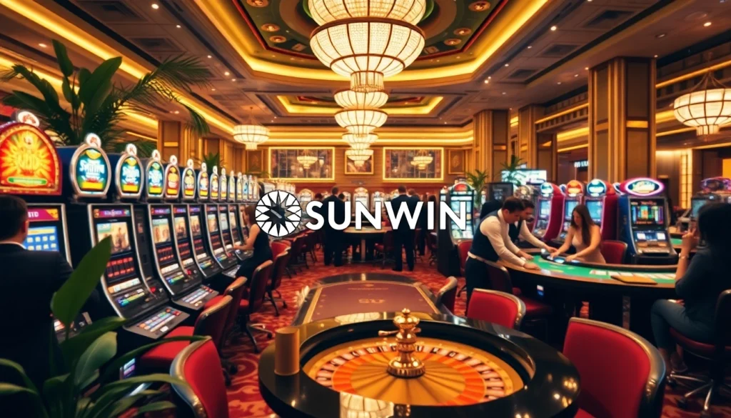 Winning at SUNWIN Casino: Exciting players at luxurious slot machines and poker tables.