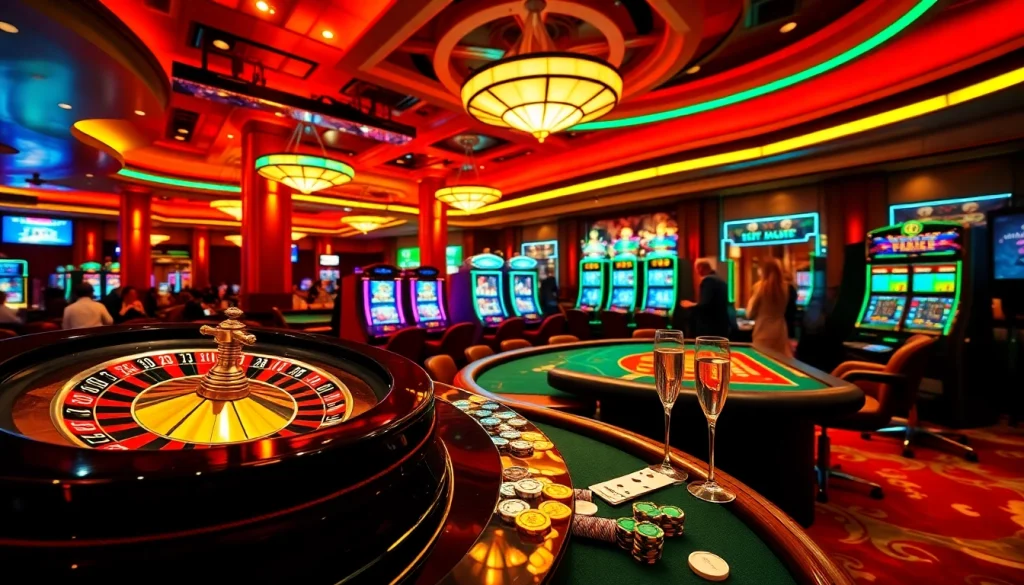 Players enjoying exciting games at hubet casino, featuring roulette and slot machines.