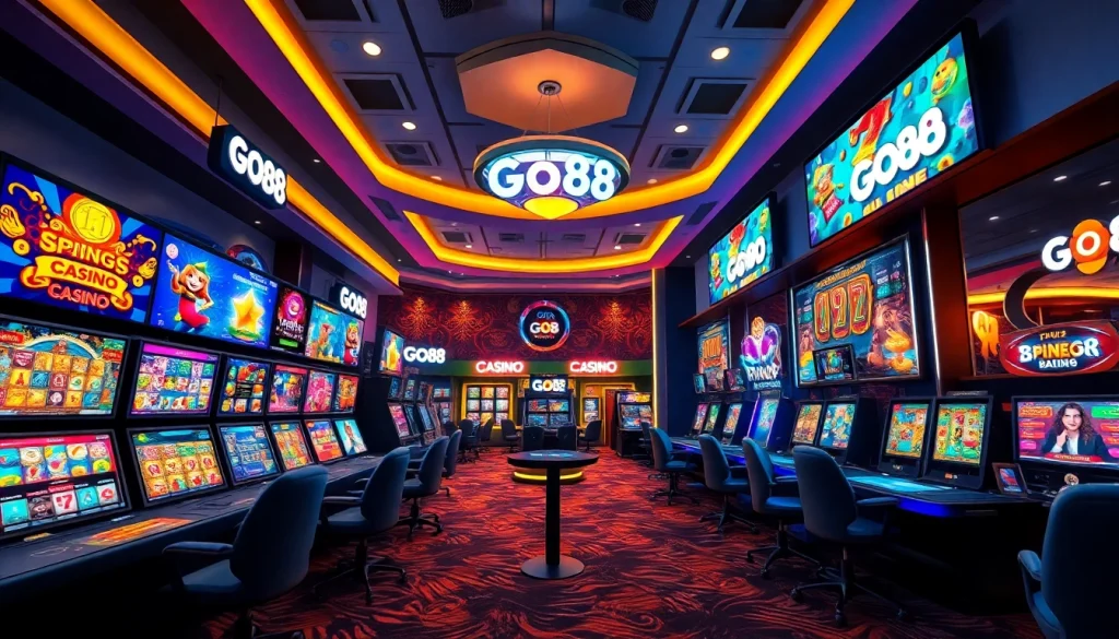 Go88 online casino gaming environment featuring vibrant slots and live dealer games.