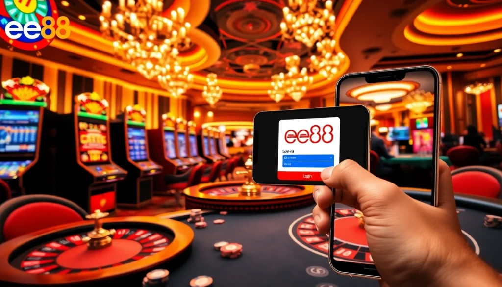 Experience the thrill of ee88 đăng nhập with luxury casino settings, vibrant slot machines, and engaging players.