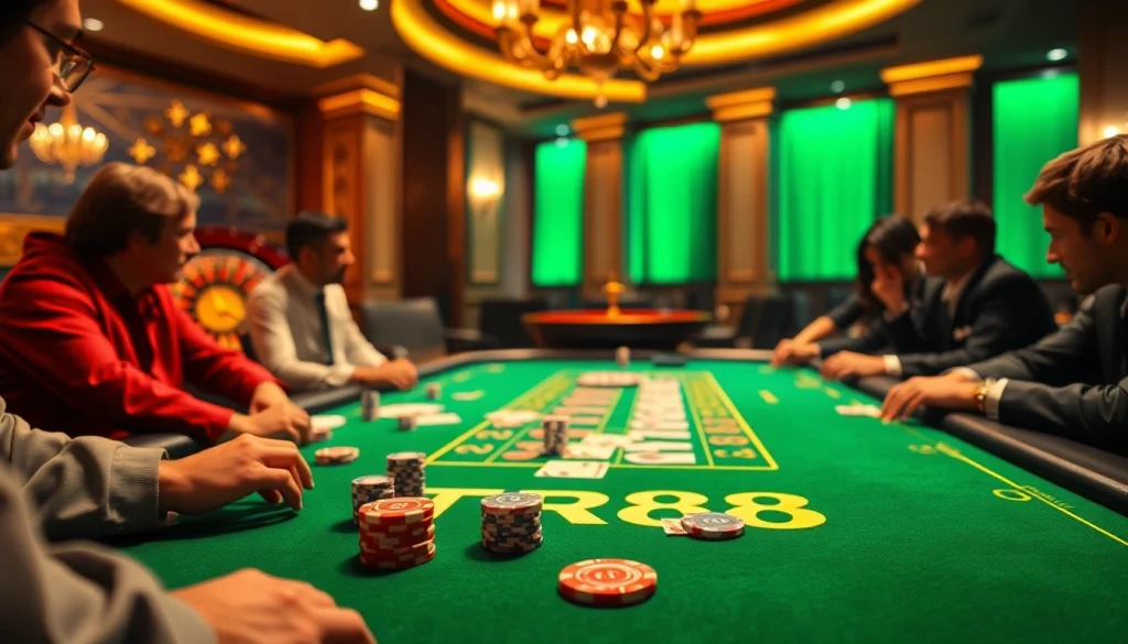 Players at a poker table experiencing luxury gambling at TR88 casino.
