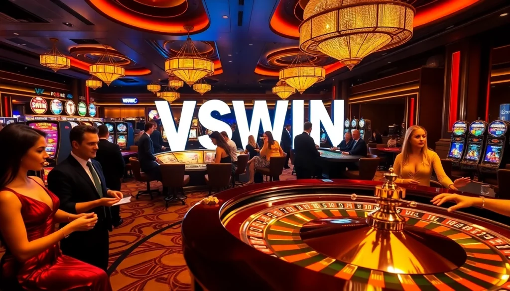 Experience the excitement of VSWIN casino with players engaged in thrilling roulette action.