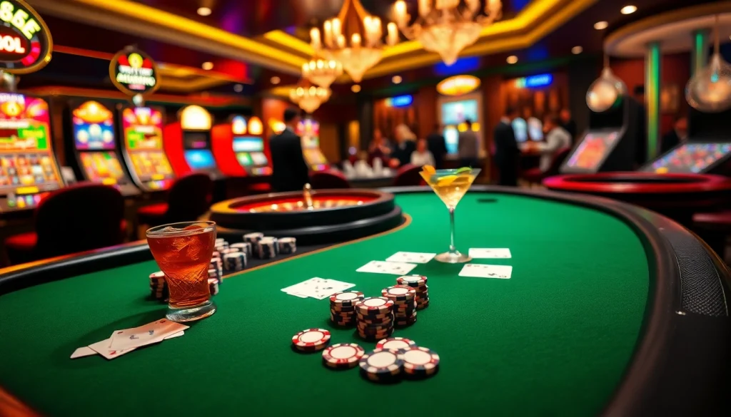 Exciting gaming scene showcasing mint88-themed poker chips and casino elements.