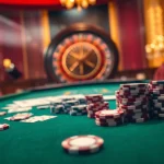 Experience thrilling gameplay with IQ88 at an upscale casino table filled with cards and poker chips.