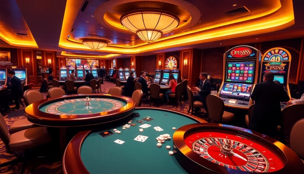 Players enjoying the excitement of open88 at a stylish casino table.