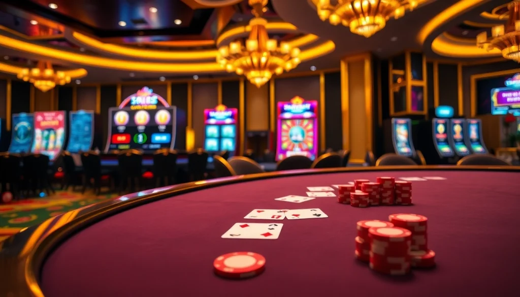 Engaging poker game scene featuring say88 brand elements, colorful chips, and exciting casino tables.