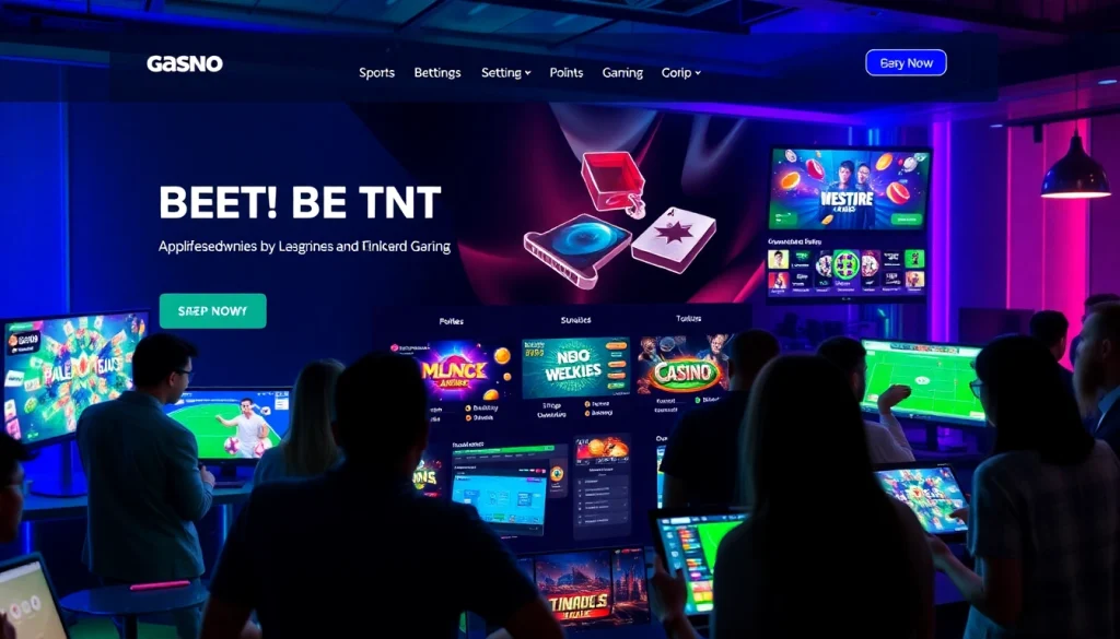 Illustration of nhacaiuytin online betting platform featuring diverse players and engaging games.