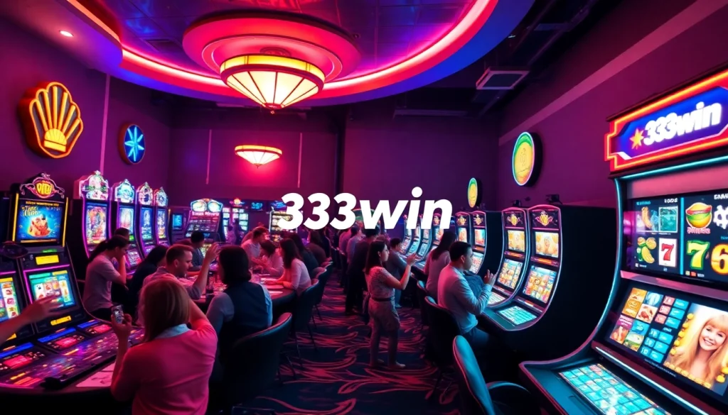 Engaging gaming atmosphere at 33win online casino with vibrant slots and player excitement.