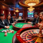 Experience the thrill of betting at GG88 with luxurious tables and engaging players in a vibrant casino setting.