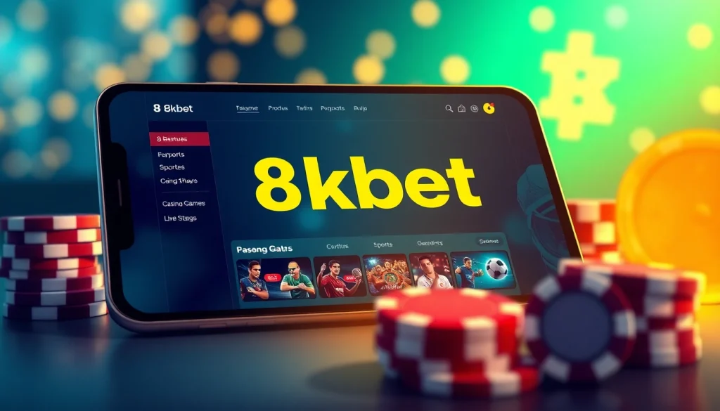 8kbet đăng nhập online betting interface showcasing diverse options on a sleek device.
