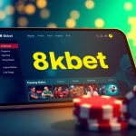 8kbet đăng nhập online betting interface showcasing diverse options on a sleek device.