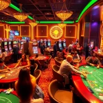 A lively casino scene with players at tables, emphasizing the luxury of newphim betting experiences.