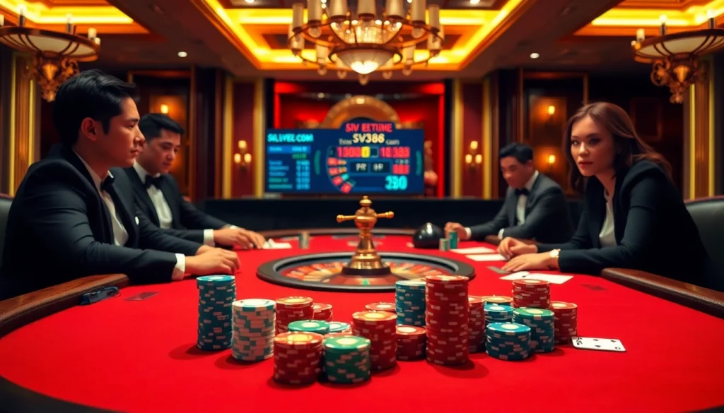 Gamblers strategize at the table while enjoying sv388 com poker gameplay with excitement.