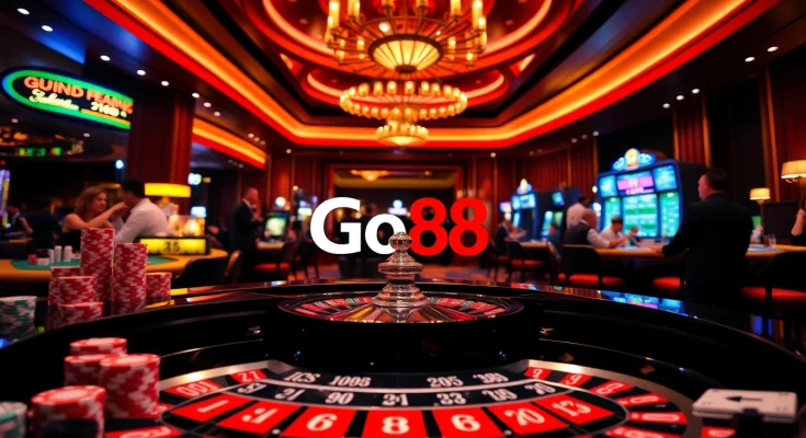 Go88 casino experience with roulette, poker, and vibrant gaming atmosphere
