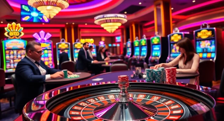 Experience the thrill of 188BET with an exciting casino scene featuring roulette, poker chips, and vibrant gaming lights.
