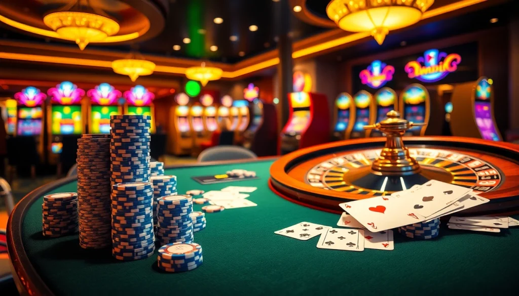 Experience the excitement of gambling at IQ88 with vibrant poker chips and roulette.