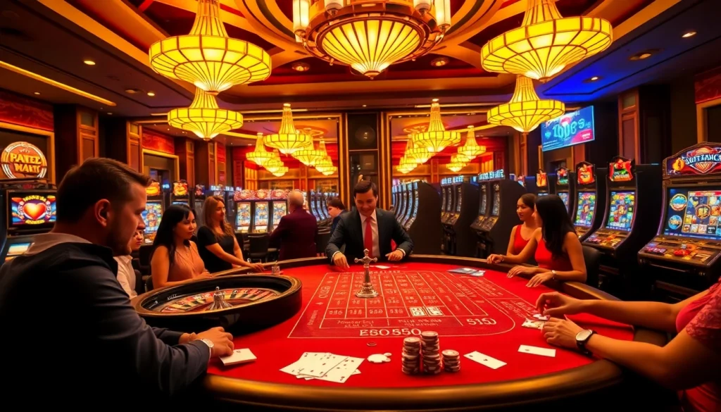 Players enjoying a game at the KK55 casino, immersed in excitement and luxury.