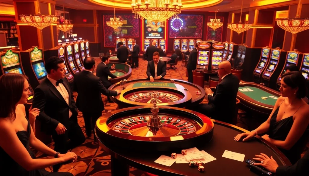 Engage in thrilling gameplay at a luxurious casino with s666 features, roulette, and poker tables.