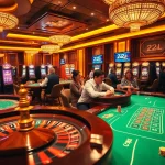 Players enjoying table games at the 22jl club with vibrant casino elements and a luxurious atmosphere.