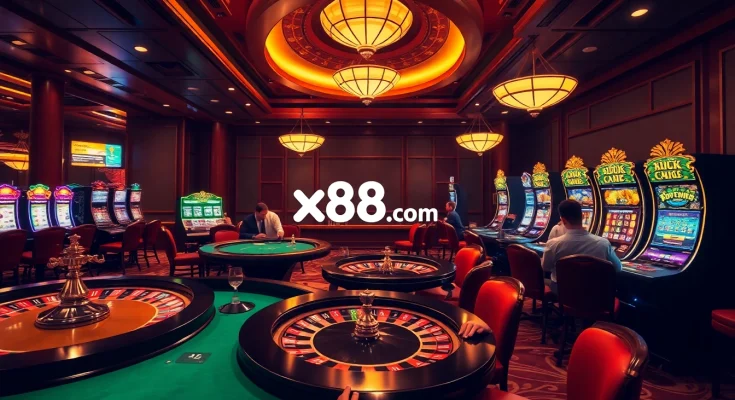 Witness the thrilling action at x88.com with players enjoying an immersive casino experience.