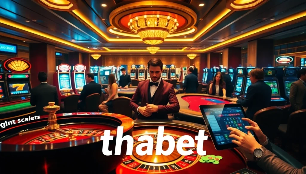 Players enjoying thrilling gambling experiences at Thabet casino with vibrant game displays.