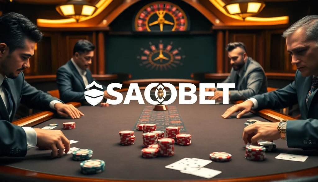 Experience high-stakes excitement with SAOBET at a luxurious poker table.