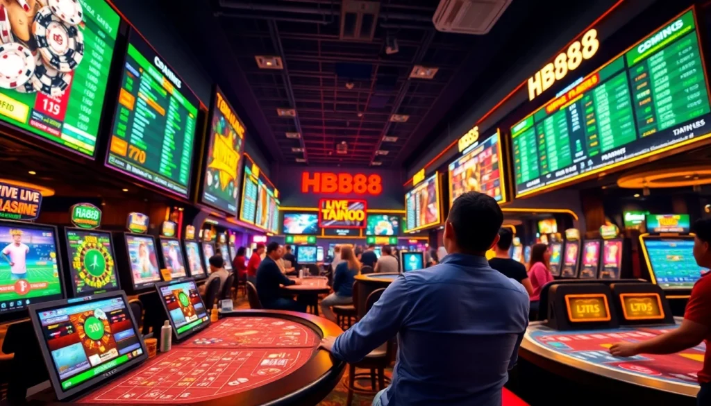 HB88 online casino scene showcasing vibrant gameplay and excitement in a thrilling betting atmosphere.