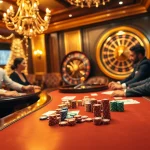 Daga showcases a high-stakes poker game with colorful chips and luxurious casino ambiance.