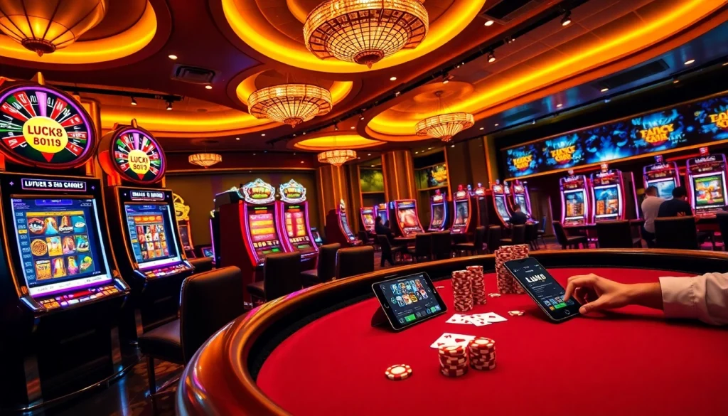 Exciting gameplay at https://luck8k.cn.com featuring colorful poker chips and a sleek blackjack table.