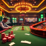 Engage in thrilling gambling adventures with đánh giá nhà cái SHBET showcasing poker tables and roulette.