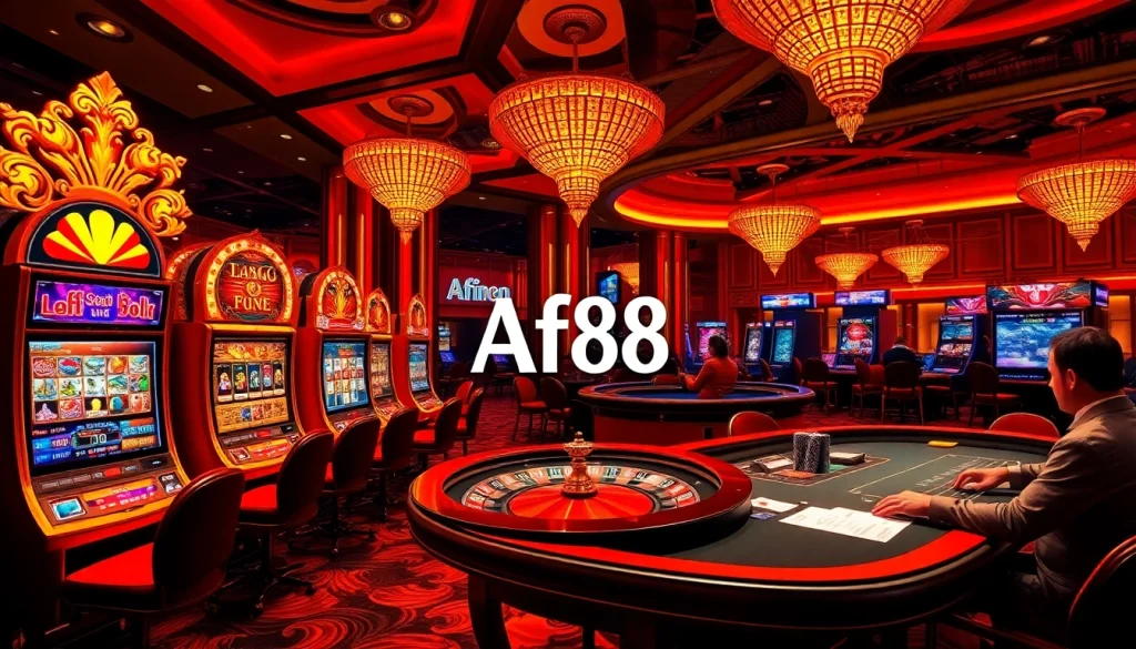 Exciting gameplay at Af88 casino with luxurious slot machines and professional dealers.