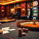 Experience thrilling gaming at Good88 with an array of vibrant casino tables and slot machines.