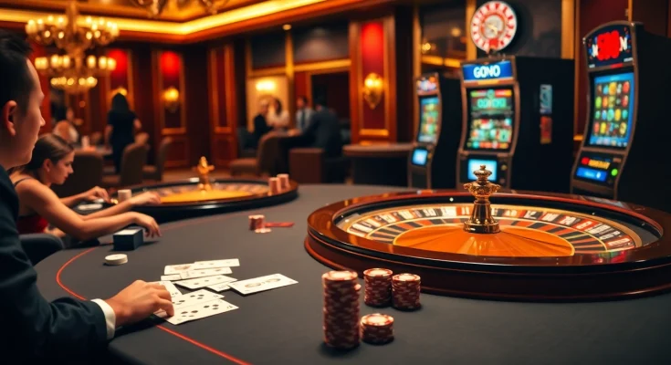 Experience thrilling gaming at Good88 with an array of vibrant casino tables and slot machines.