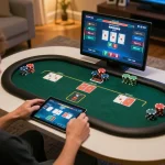 Rikvip online poker game scene with players actively engaging on screens
