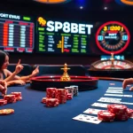 Experience the excitement of betting at SP8BET with vibrant casino visuals and engaging gameplay elements.