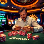 Kuwin offers thrilling gambling experiences with an engaging poker game table and digital betting interface.