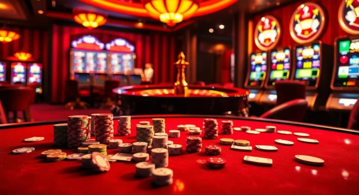 S8 offers a thrilling casino experience with poker chips and cards scattered on a luxurious gaming table