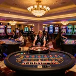 KUBET action at roulette table with players engaged and croupier managing the game in vibrant casino.
