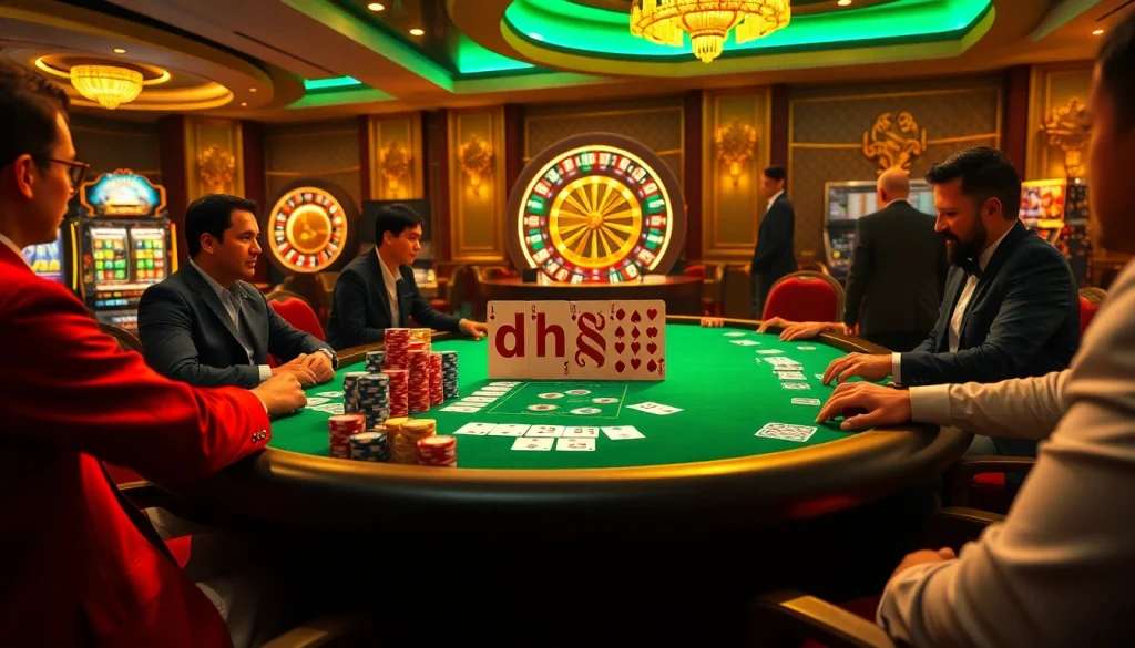 Gamblers showcasing a winning dh88 hand while enjoying a luxurious poker experience.