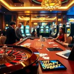 Excited players engaging at a luxurious casino table featuring 789bet elements.